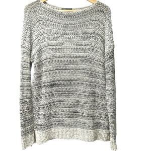 Vince Knit Blue Tan Semi Sheer Long Sleeve Sweater Top Open Knit Size Medium